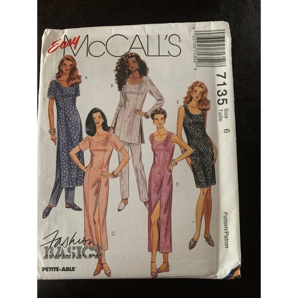 McCall's Misses Dress Tunic Pant Sewing Pattern Sz 6 7135 - Uncut - Picture 1 of 9